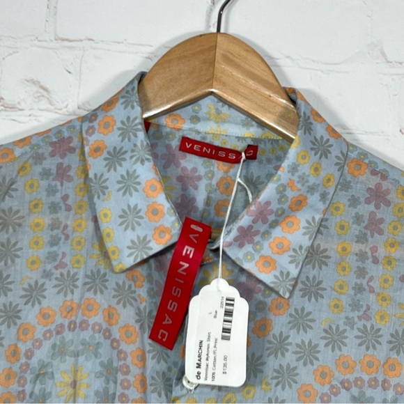 Venissac Devo Floral Colorful Long Sleeve Designer Shirt Mens Size Large New - Picture 3 of 12